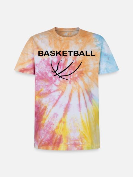 Basket-ball - T-shirt tie-dye premium unisexe - arc-en-ciel spirale