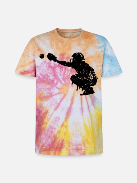 Base-ball - T-shirt tie-dye premium unisexe - arc-en-ciel spirale