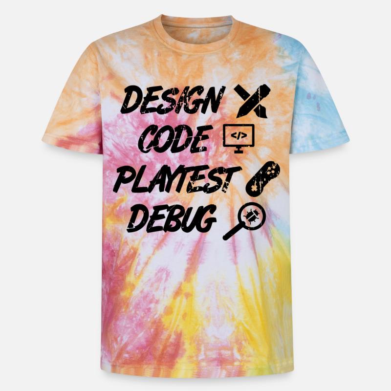 Design Code Playtest Debug - Unisex Premium Tie-Dye T-Shirt - Rainbow Spiral