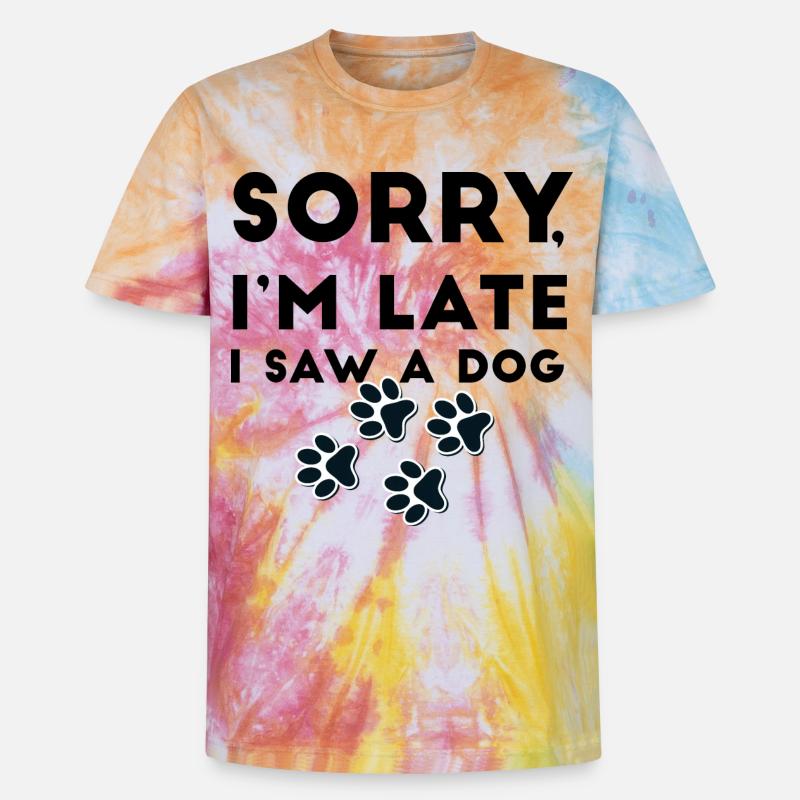 Pawprint Quartet Outline - Unisex Premium Tie-Dye T-Shirt - Rainbow Spiral