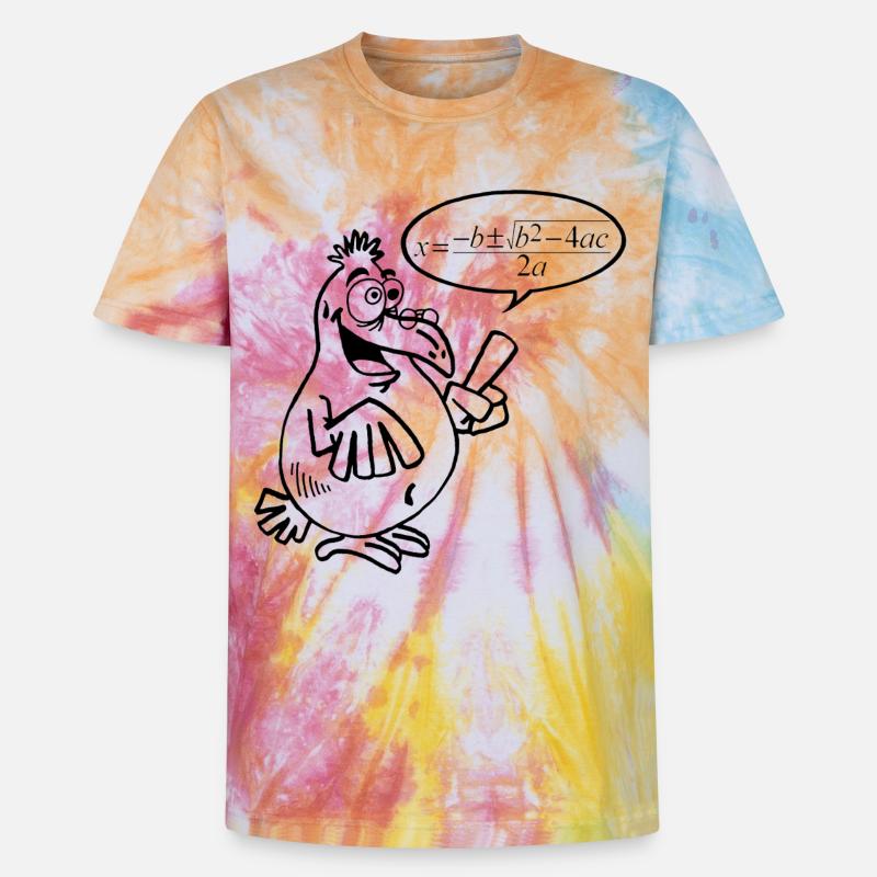 Schwarzer Schlauer Vogel - Unisex Premium Tie Dye T-Shirt - Regenbogen-Spirale