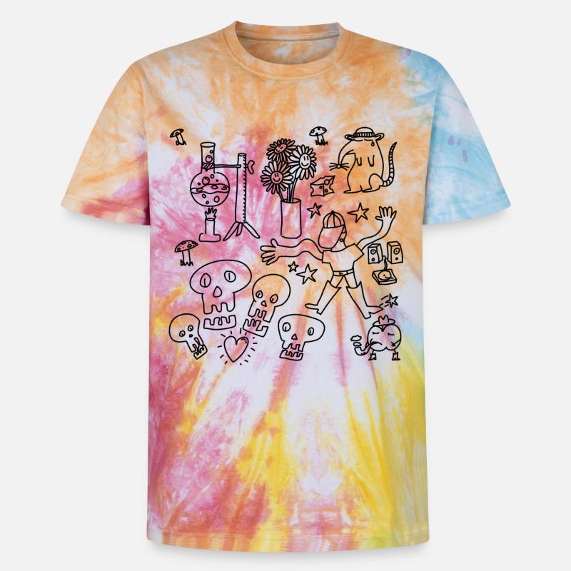 Kritzeln oder nach Hause gehen - Unisex Premium Tie Dye T-Shirt - Regenbogen-Spirale