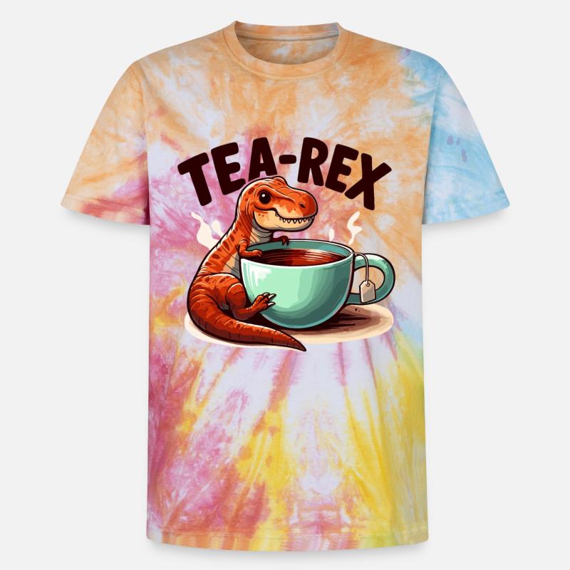 Tee Rex Tee-Rex Teetrinker Geschenk - Unisex Premium Tie Dye T-Shirt - Regenbogen-Spirale