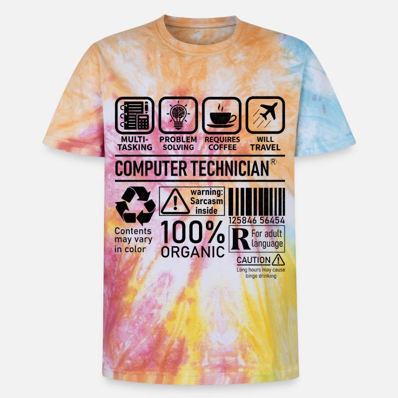 Computer Technician multi tasking problem solving - Unisex Premium Tie-Dye T-Shirt - Rainbow Spiral