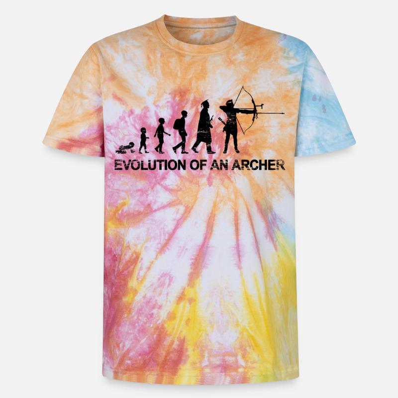 Évolution d’un archer - T-shirt tie-dye premium unisexe - arc-en-ciel spirale