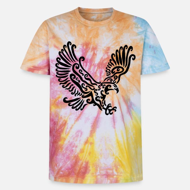 Black Eagle - Unisex Premium Tie-Dye T-Shirt - Rainbow Spiral