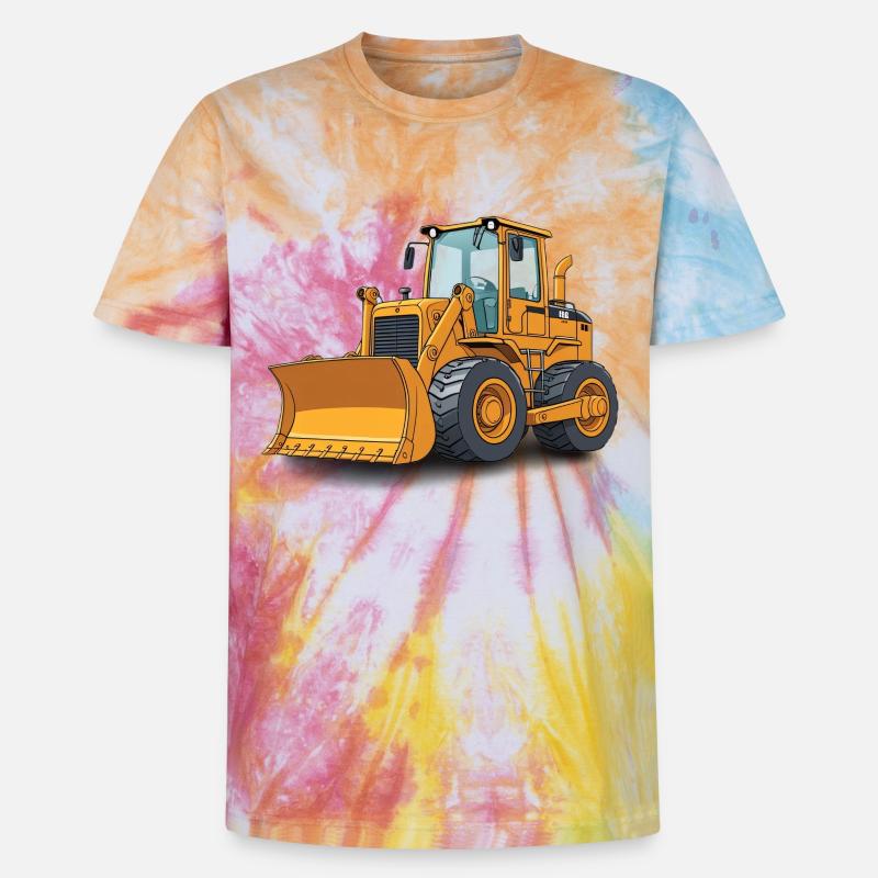 Conception de construction robuste pour bulldozer - T-shirt tie-dye premium unisexe - arc-en-ciel spirale