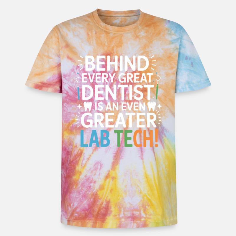 Conception dentaire de Greater Lab Tech - T-shirt tie-dye premium unisexe - arc-en-ciel spirale