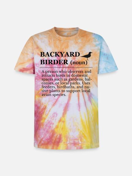 Bird watching in the garden - Unisex Premium Tie-Dye T-Shirt - Rainbow Spiral