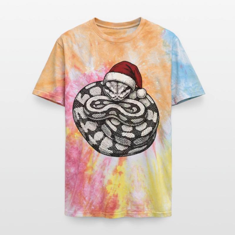 King Python Christmas Ball Python Snake Unisex Premium Tie-Dye T-Shirt