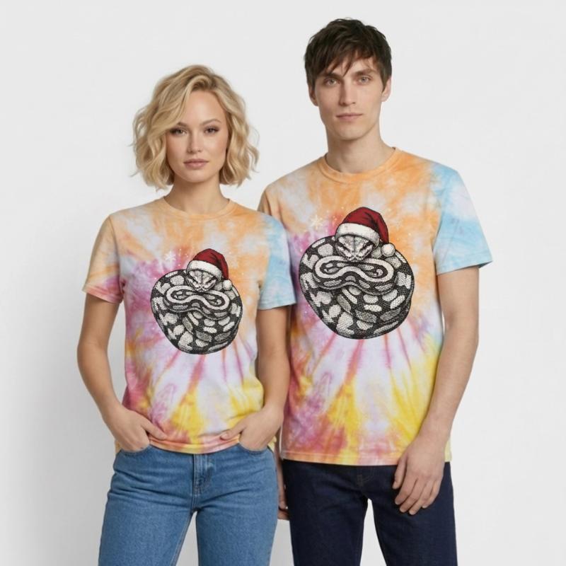 King Python Christmas Ball Python Snake Unisex Premium Tie-Dye T-Shirt