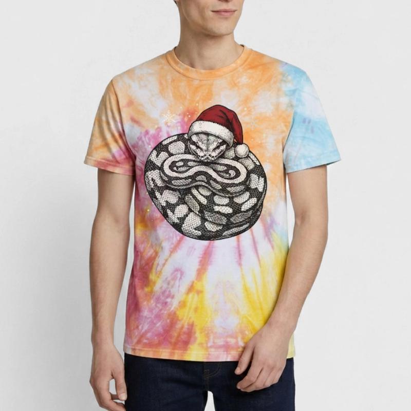 Serpent roi python roi de Noël Python boule T-shirt tie-dye premium unisexe