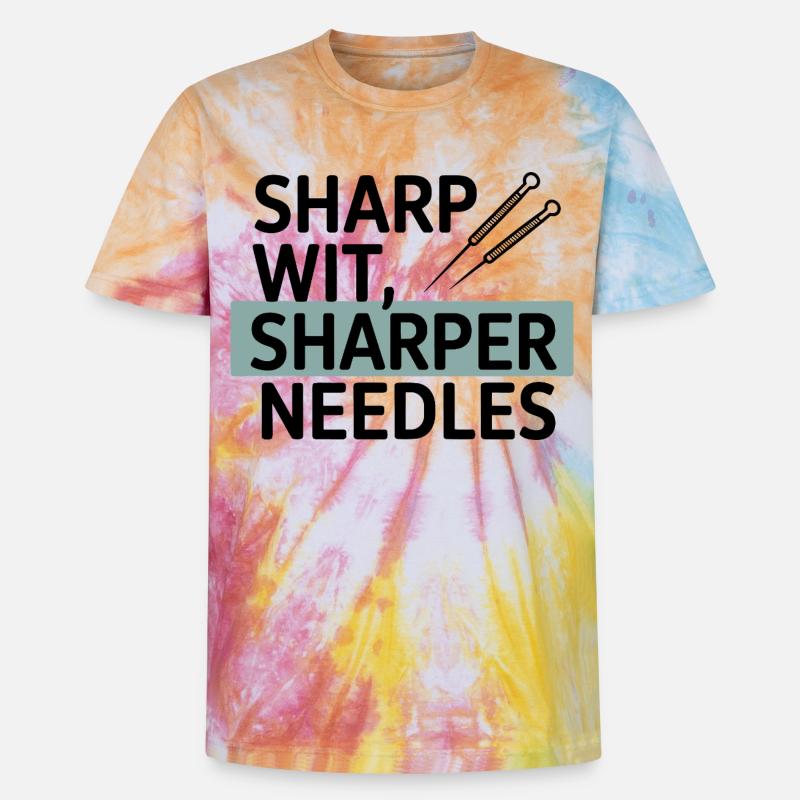 Sharp Wit Sharper Needles Acupuncturist Profession - T-shirt tie-dye premium unisexe - arc-en-ciel spirale