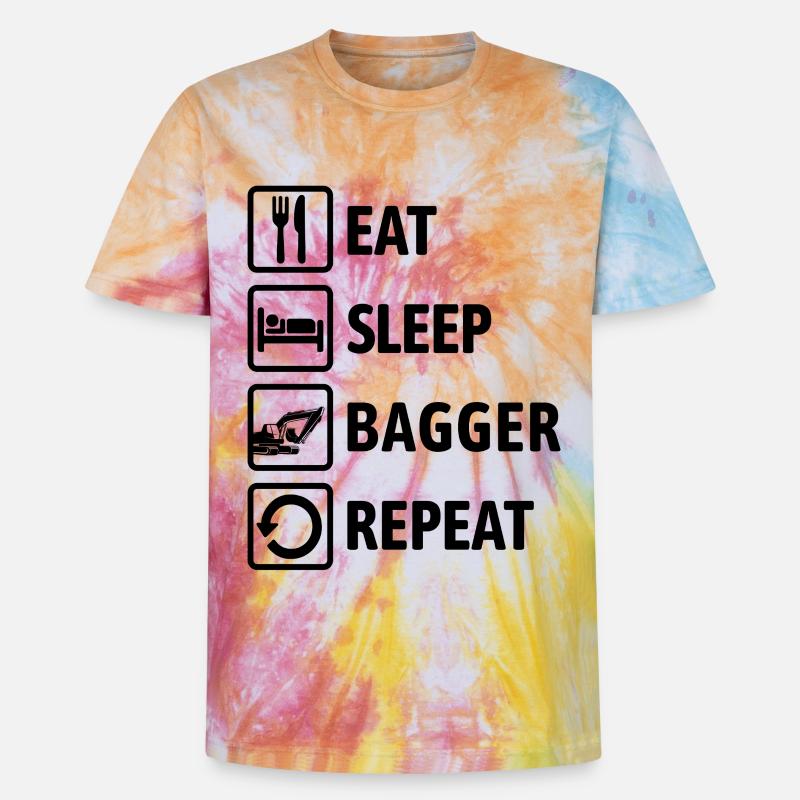 Eat Sleep Bagger Repeat - digging & digging - Unisex Premium Tie-Dye T-Shirt - Rainbow Spiral