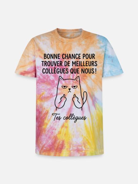 At forlade kollegaarbejde, nyt job, held og lykke - Unisex Premium tie-dye T-shirt - regnbuespiral