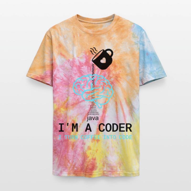 T-shirt Coder : Du café dans le code – Nerdy Programmie T-shirt tie-dye premium unisexe
