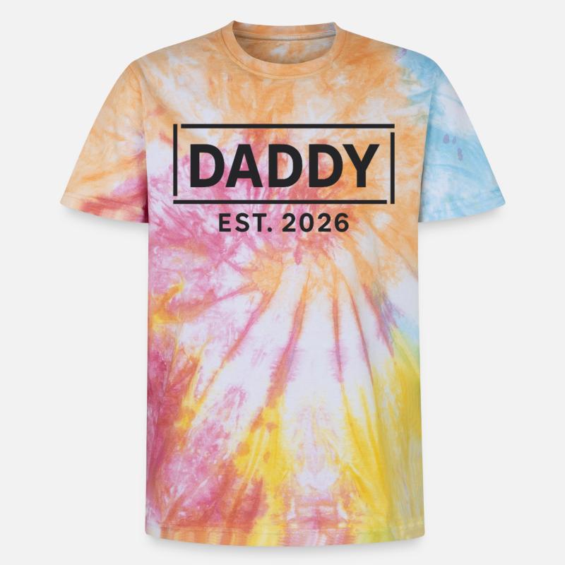 DADDY 2026 Stolzer werdender Vater - Unisex Premium Tie Dye T-Shirt - Regenbogen-Spirale