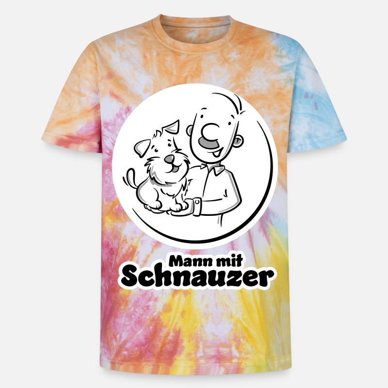 Mann mit Schnauzer (Oberlippenbart) - Unisex Premium Tie Dye T-Shirt - Regenbogen-Spirale