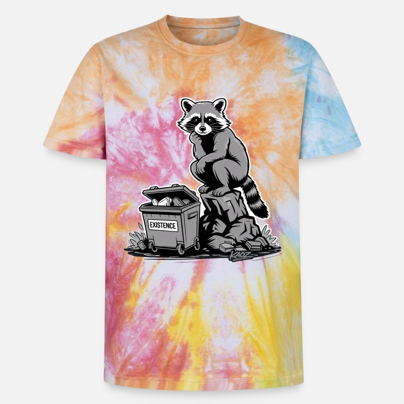 Existenz Waschbärmüllcontainer - Unisex Premium Tie Dye T-Shirt - Regenbogen-Spirale