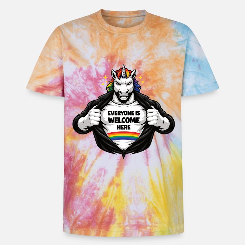 Design de déclaration arc-en-ciel Diversité & Respect - T-shirt tie-dye premium unisexe - arc-en-ciel spirale