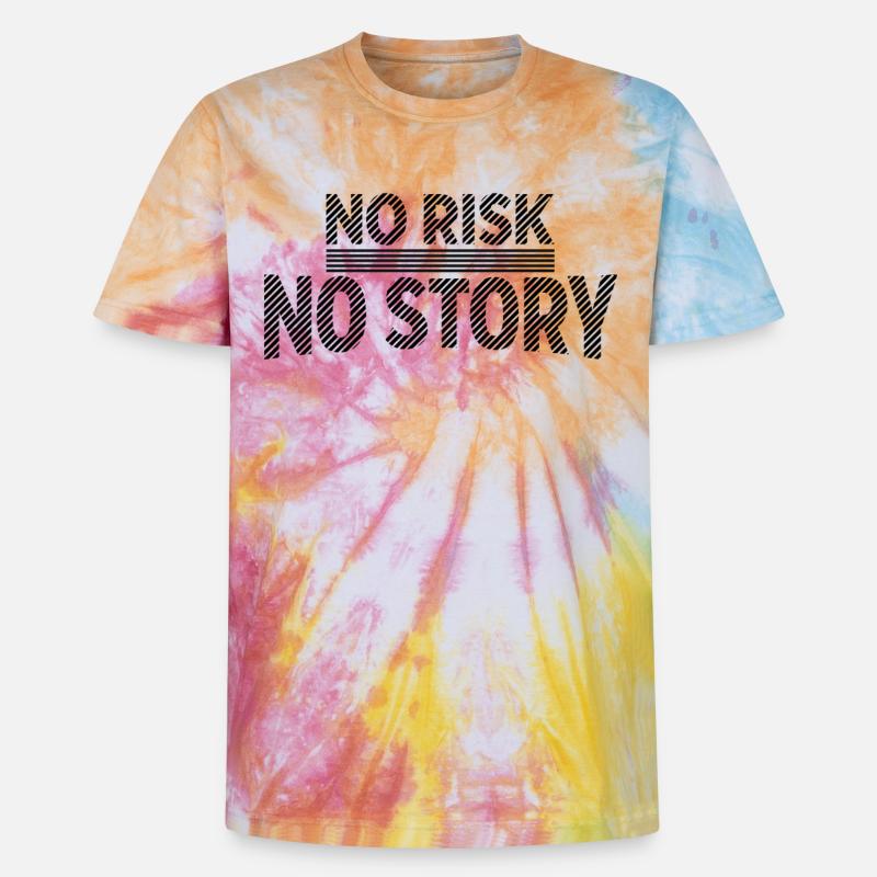 AUCUN RISQUE SANS HISTOIRE Déclaration d’aventure - T-shirt tie-dye premium unisexe - arc-en-ciel spirale