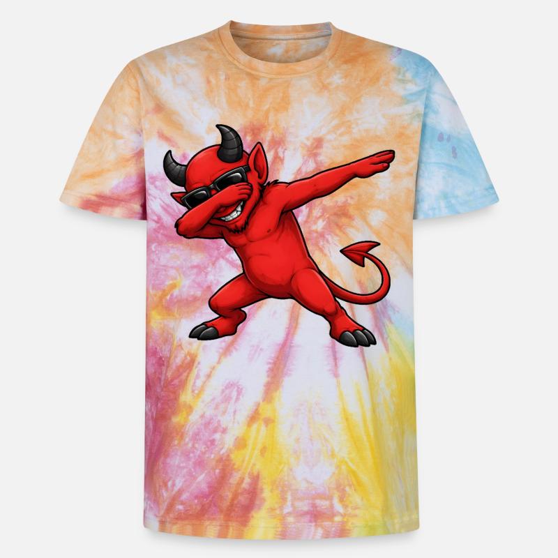 Dabbing Devil - Unisex Premium Tie-Dye T-Shirt - Rainbow Spiral