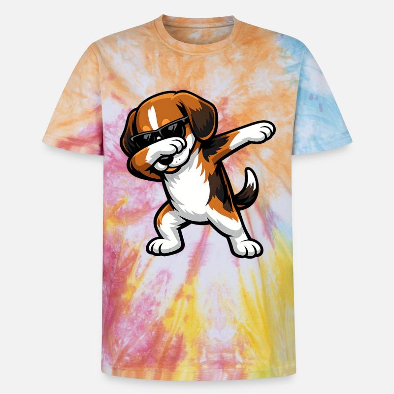 Dapping Beagle - T-shirt tie-dye premium unisexe - arc-en-ciel spirale