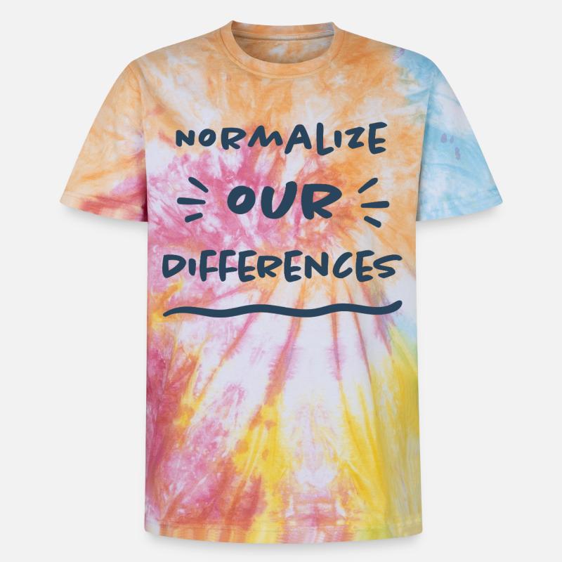 Normalize our Differences - Inclusion - Unisex Premium Tie-Dye T-Shirt - Rainbow Spiral