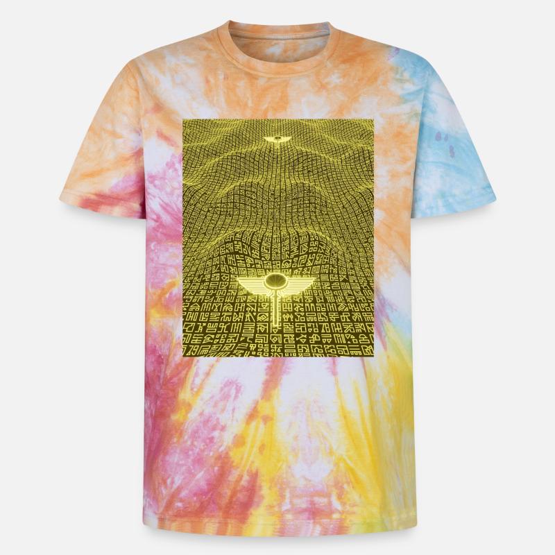 Ancient Golden Code Alien Artifact - Unisex Premium Tie Dye T-Shirt - Regenbogen-Spirale