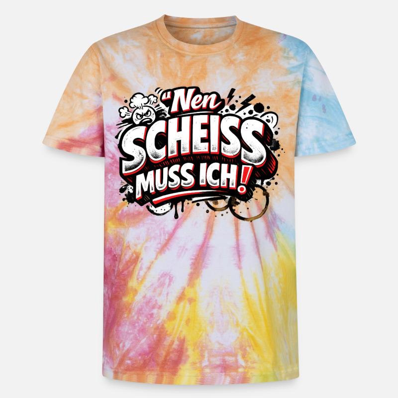 Nen Scheiss Muss Ich freches Statement - Unisex Premium Tie Dye T-Shirt - Regenbogen-Spirale