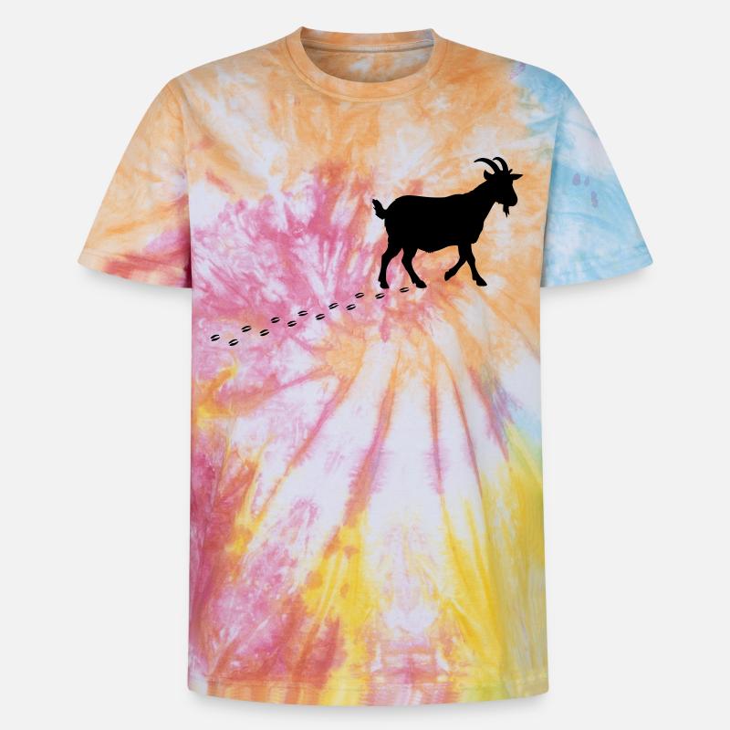 Sabots de Empreintes de Chèvre - T-shirt tie-dye premium unisexe - arc-en-ciel spirale