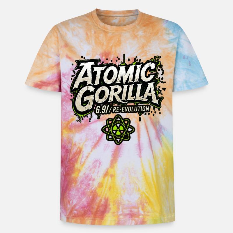 Atomic Gorilla Re-Evolution - Unisex Premium Tie-Dye T-Shirt - Rainbow Spiral