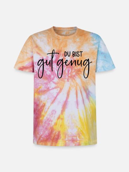 Du bist gut genug - Unisex Premium Tie Dye T-Shirt - Regenbogen-Spirale