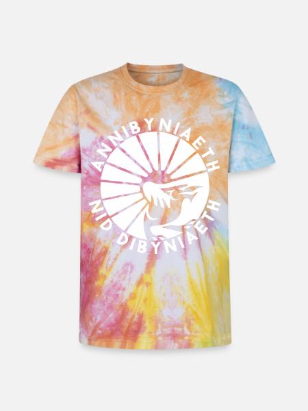 Annibyniaeth Nid Dibyniaeth - Unisex Premium Tie Dye T-Shirt - Regenbogen-Spirale