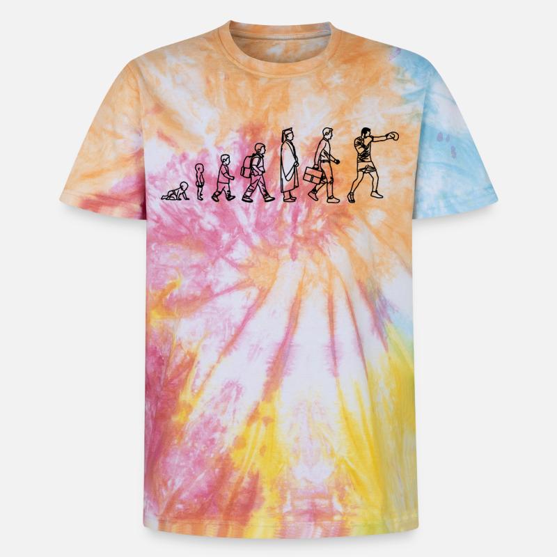 Évolution de la boxe - T-shirt tie-dye premium unisexe - arc-en-ciel spirale