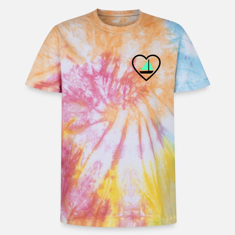 Cuore Vela – Passione Navigazione - T-shirt tie-dye premium unisexe - arc-en-ciel spirale