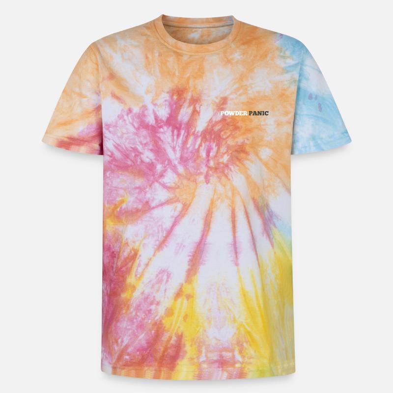 Powder Panic Logo - Unisex Premium Tie-Dye T-Shirt - Rainbow Spiral