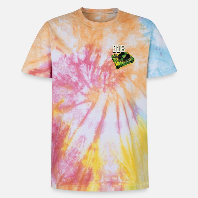 Dub Reggae Turntable - Unisex Premium Tie-Dye T-Shirt - Rainbow Spiral