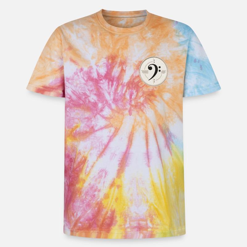 Clé de fa sur le patch - T-shirt tie-dye premium unisexe - arc-en-ciel spirale