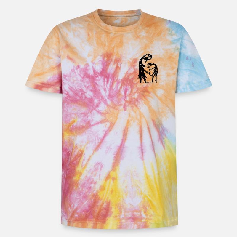 Figures abstraites s’embrassent créativement - T-shirt tie-dye premium unisexe - arc-en-ciel spirale