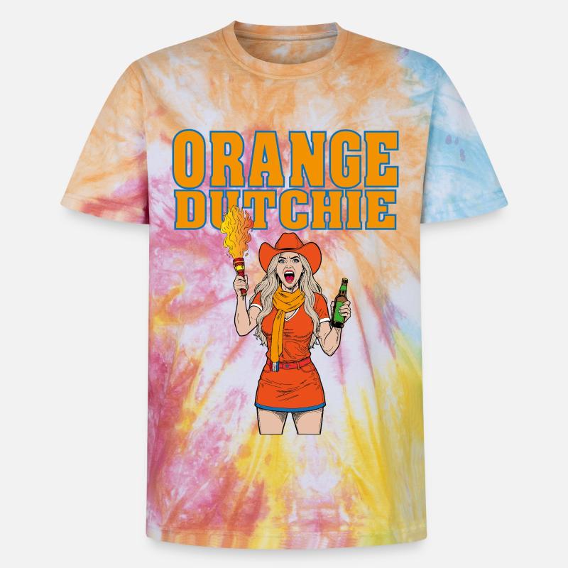 orangedutchie - Unisex Premium Tie Dye T-Shirt - Regenbogen-Spirale