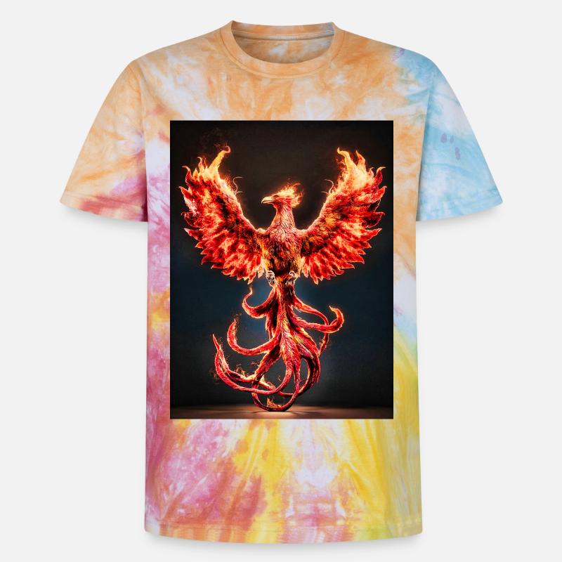 Explosion de Phoenix Firecrest - T-shirt tie-dye premium unisexe - arc-en-ciel spirale