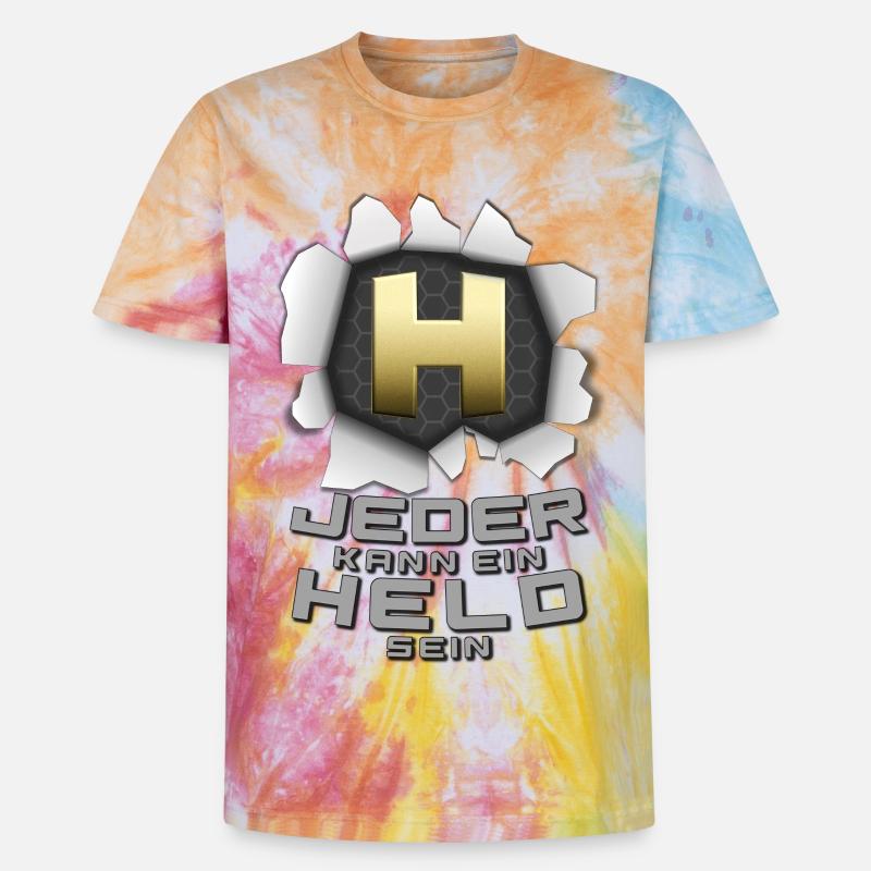 Jeder kann ein Held sein - Unisex Premium Tie Dye T-Shirt - Regenbogen-Spirale