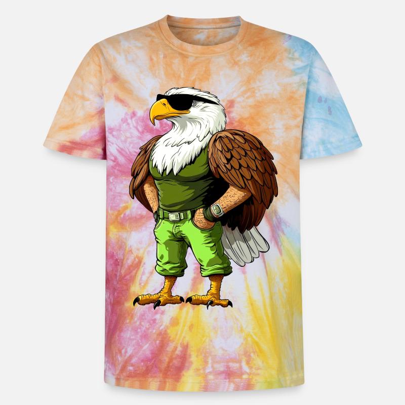 Cool Eagle - Unisex Premium Tie-Dye T-Shirt - Rainbow Spiral