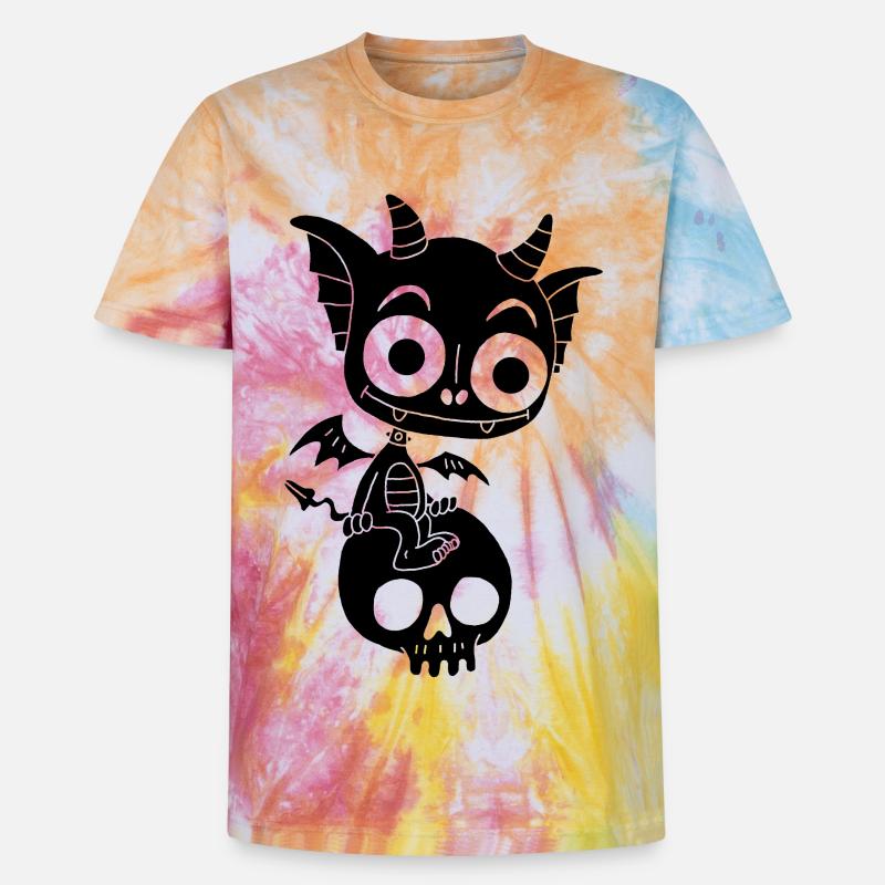 Kleiner schwarzer Dämon ruht - Unisex Premium Tie Dye T-Shirt - Regenbogen-Spirale