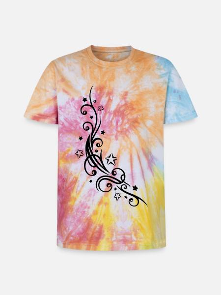 Ornement de tatouage tribal avec des étoiles. - T-shirt tie-dye premium unisexe - arc-en-ciel spirale