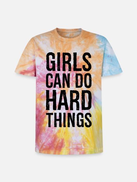 Mädchen können harte Dinge tun - Unisex Premium Tie Dye T-Shirt - Regenbogen-Spirale