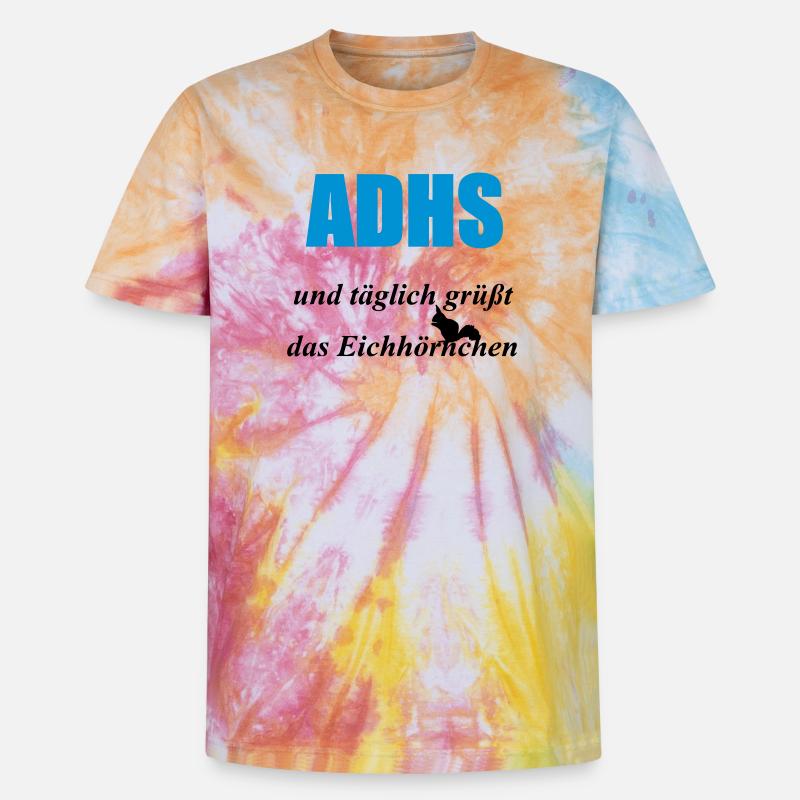 ADHS Eichhörnchen Geschenk - Unisex Premium Tie Dye T-Shirt - Regenbogen-Spirale
