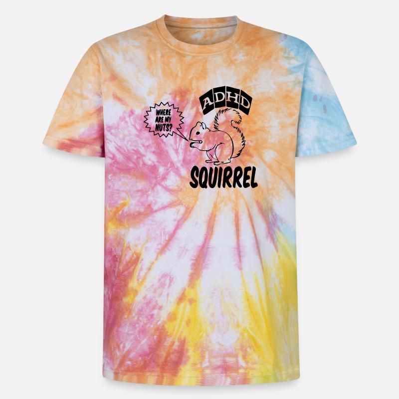 ADHD Squirrel ADHS Spruch Geschenk - Unisex Premium Tie Dye T-Shirt - Regenbogen-Spirale