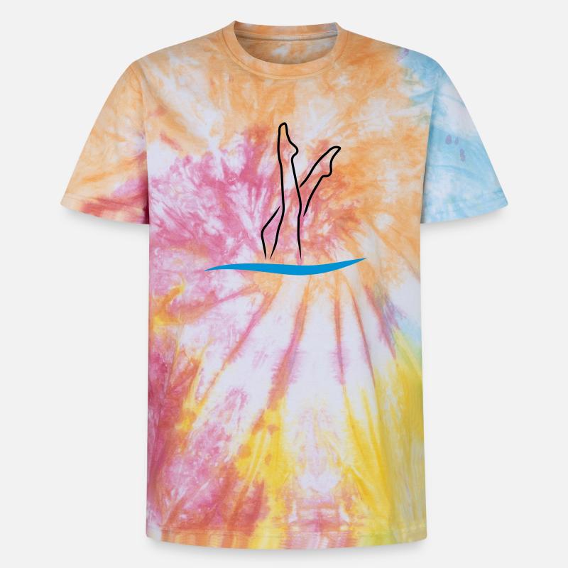 Nage synchrone - T-shirt tie-dye premium unisexe - arc-en-ciel spirale